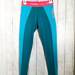 STRONG by Zumba Squat Sync Sweat Leggings - No Big Teal - Size Marvelous Medium